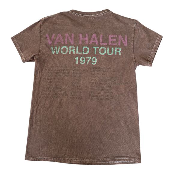 Van Halen 1979 Tour Reprint T-Shirt M Brown Double Sided Band Graphic Tee - Picture 4 of 5